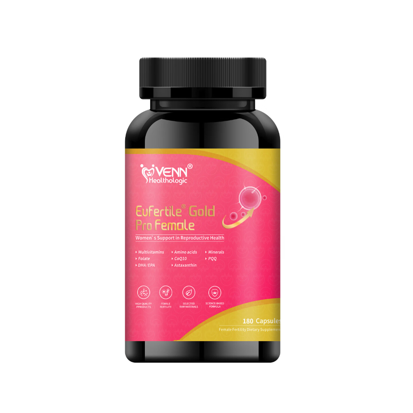VENN Healthologic红妥孕运助备孕卵子质量改善卵巢功能卵泡活性叶酸肌醇复合维生素 红妥 180粒*1瓶 【卵子质量|卵巢功能|泡泡质量|环境】