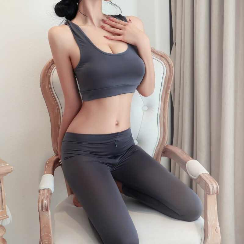 长夜漫漫情趣内衣可外穿约会方便裤女镂空瑜伽裤开档免脱性感战袍刺激约会 灰色 均码(80-125斤) 京东折扣/优惠券