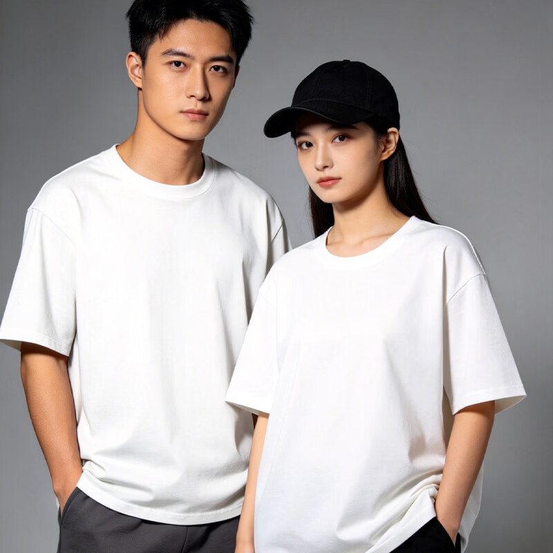 绒宇鑫200克精梳紧密新疆全棉春秋款宽松潮牌圆领长袖t恤男女纯棉打底衫 黑色 5XL （190-210）斤