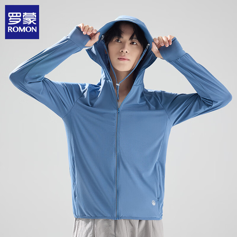 罗蒙（ROMON）情侣防晒衣男女夏季轻薄透气外套防紫外线户外运动皮肤衣 铁石蓝-男款 XL