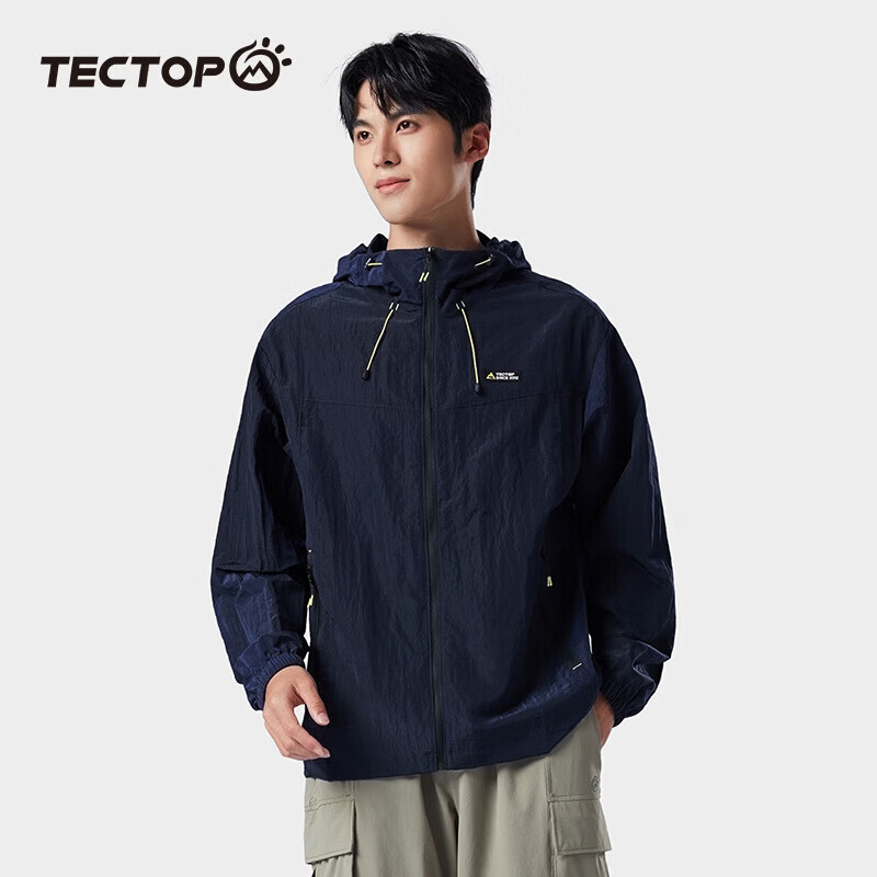 探拓（TECTOP）防晒衣服男士UPF50+防紫外线2026夏季轻薄透气户外钓鱼皮肤衣外穿 深藏青 S