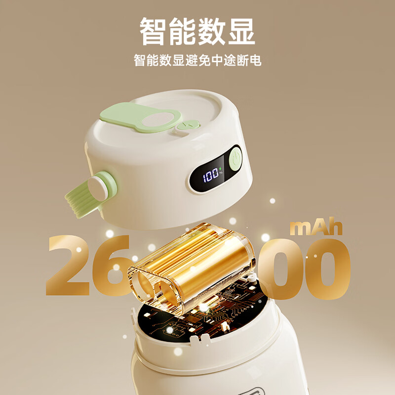 JIEXG榨汁机无线果蔬榨汁杯便携式迷你充电大容量加厚玻璃小型家用奶昔果汁机 1000ml【高硼硅玻璃】可碎冰+长续航