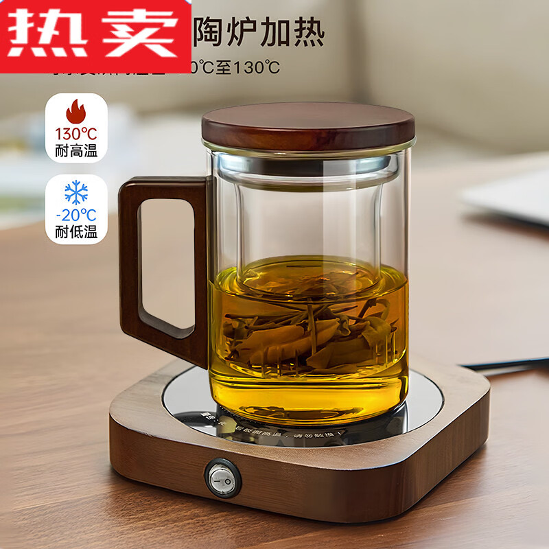 MZXM日本进口品质高硼硅玻璃杯带盖子茶水分离泡茶杯办公室杯子水杯男 【带盖子+茶漏】木棠杯460ml(加厚耐热)