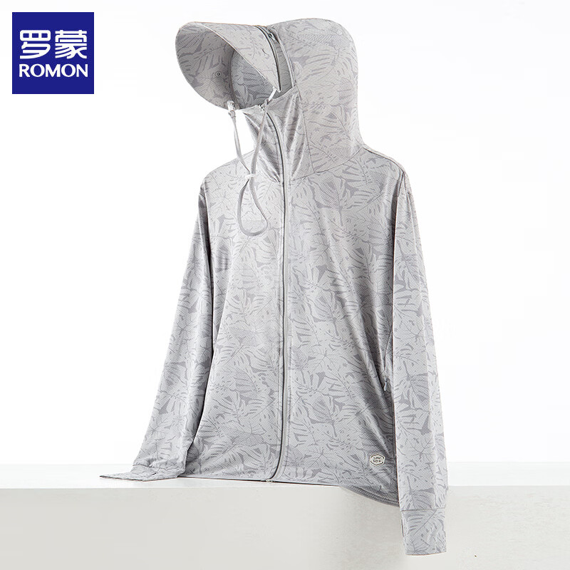 罗蒙（ROMON）夏季新款情侣防晒衣男女款皮肤衣透气凉感防晒服外套男装上衣 枫叶灰色-男款 3XL