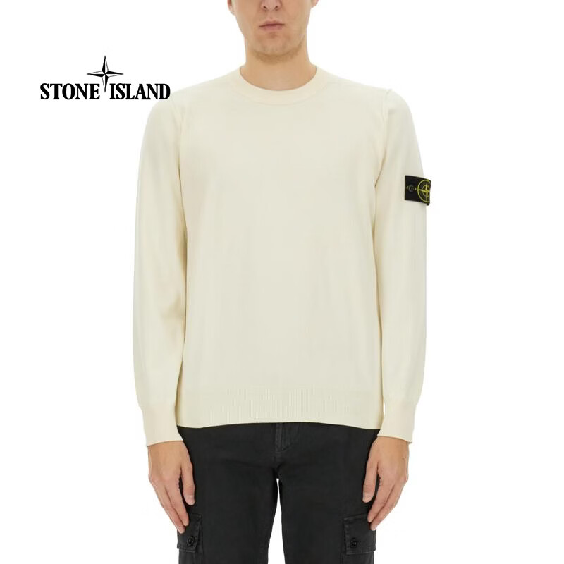 STONE ISLAND 石頭島 SS26 輕奢 男士 CON 針織衫徽標(biāo)針織衫 IVORY 20 | XL