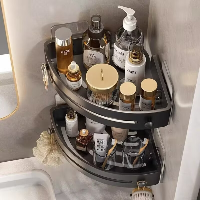 三角置物架免打孔浴室三角架洗漱台挂置物架家用洗手间厨房收纳角 两个