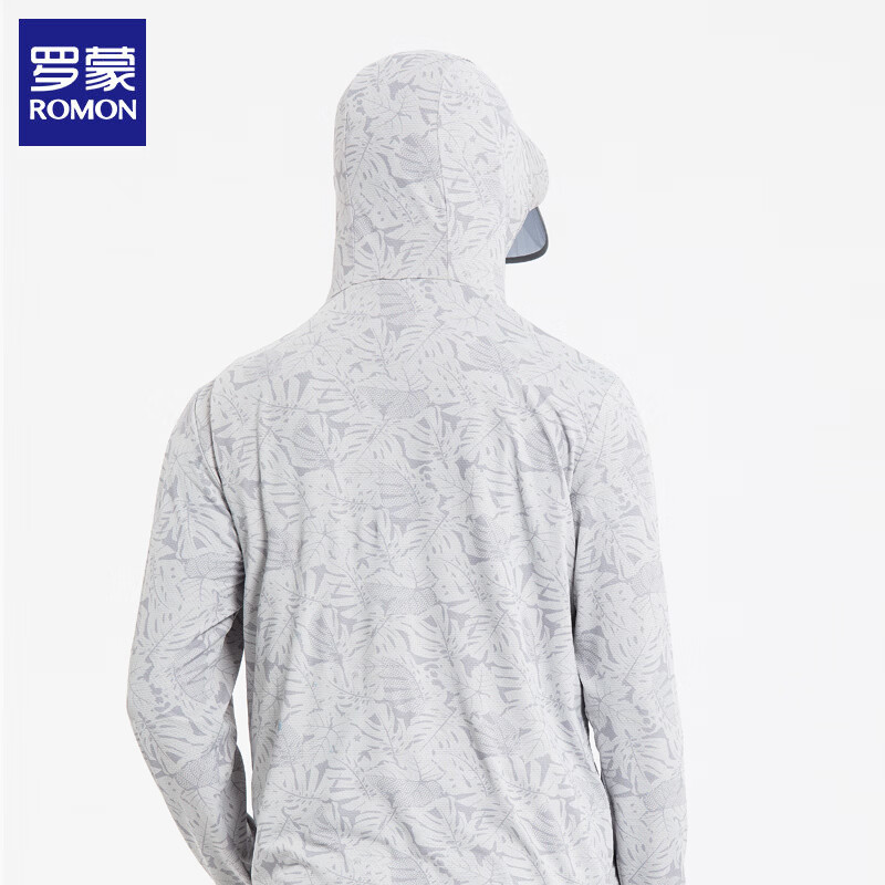 罗蒙（ROMON）情侣防晒衣男女款夏季新款外套透气连帽皮肤衣户外钓鱼防晒服 枫叶灰-男款 4XL