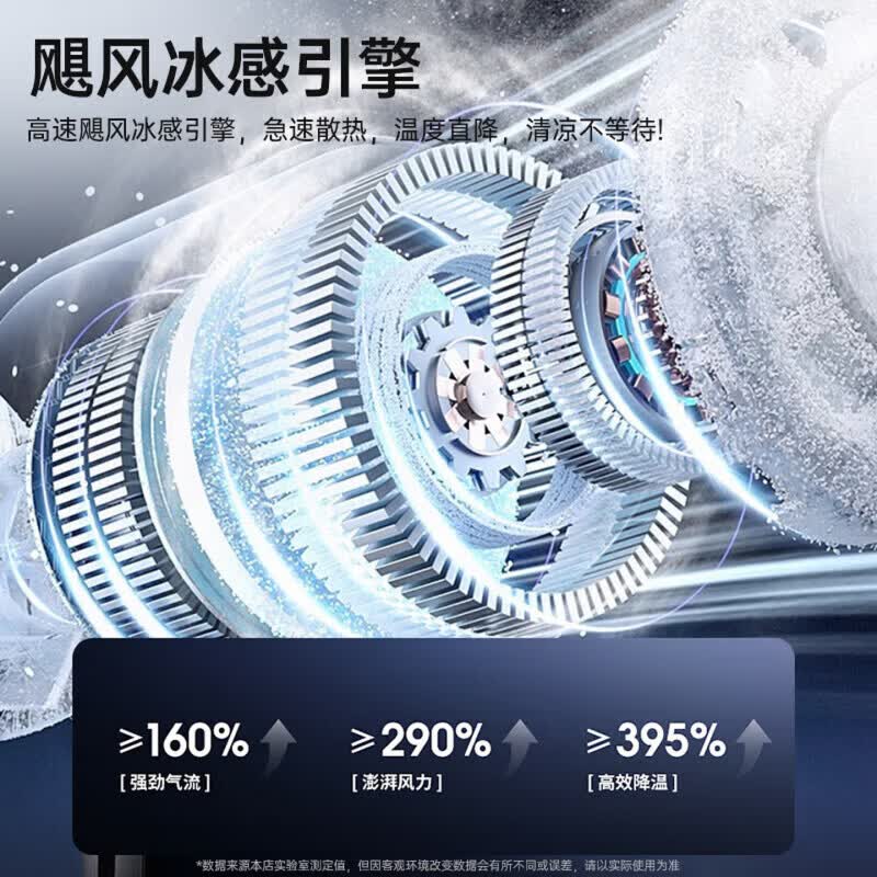 德国品质手持小风扇半导体制冷小风扇2026新款学生静音涡轮桌面小风炮高速大风力充电风扇超长续航 经典天空蓝丨16℃冰感风丨半导体