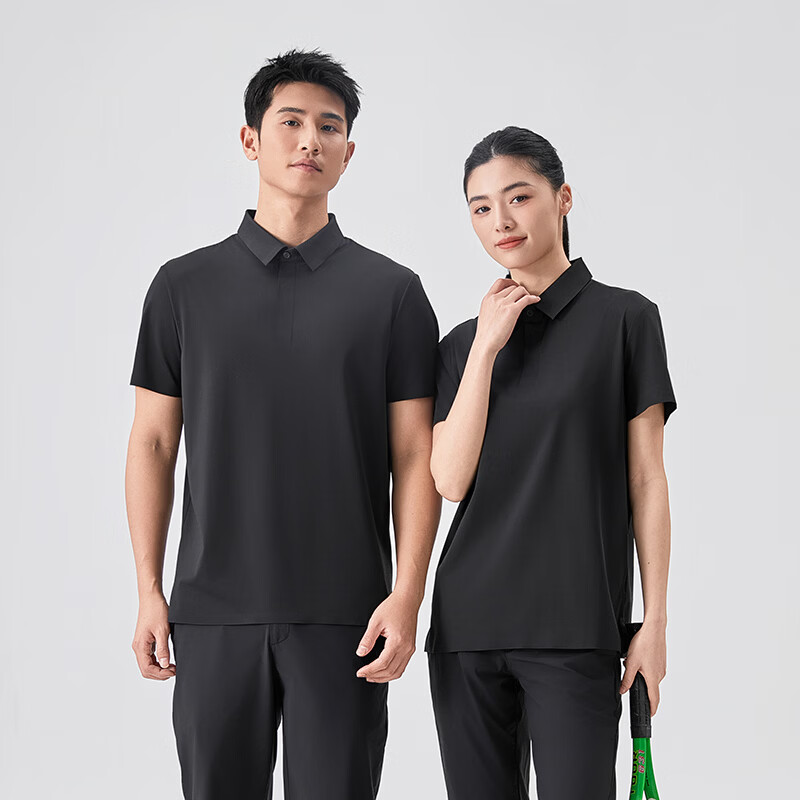依韵佰荷2026夏季速干短袖T恤男女宽松大码翻领polo衫商务休闲工作服20066 浅紫 2XL