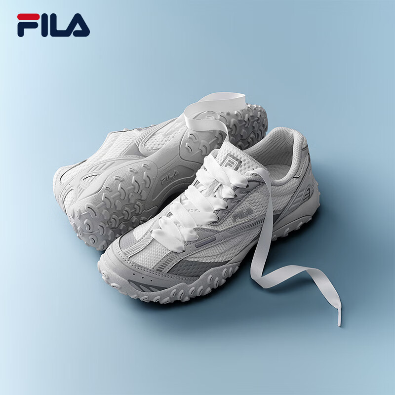 斐乐（FILA）跳跳鞋2代韩素希同款女鞋老爹鞋芭蕾鞋薄底鞋2026新款运动休闲鞋 标准白/月岩灰-CL 37.5