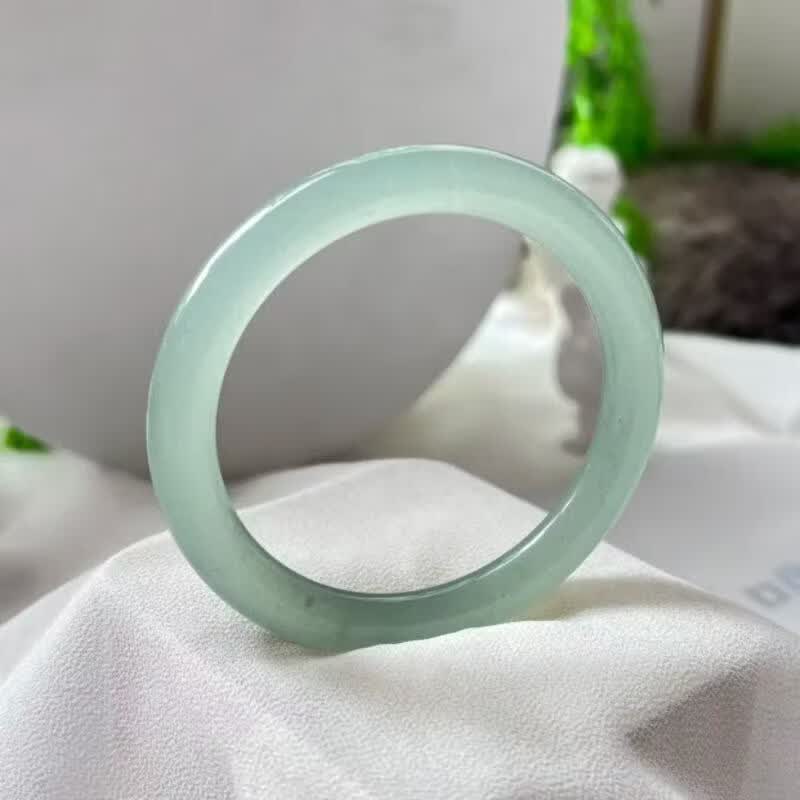 云序天然东陵玉手镯和田平替玉镯子母亲节礼物 正圈浅绿 6465mm