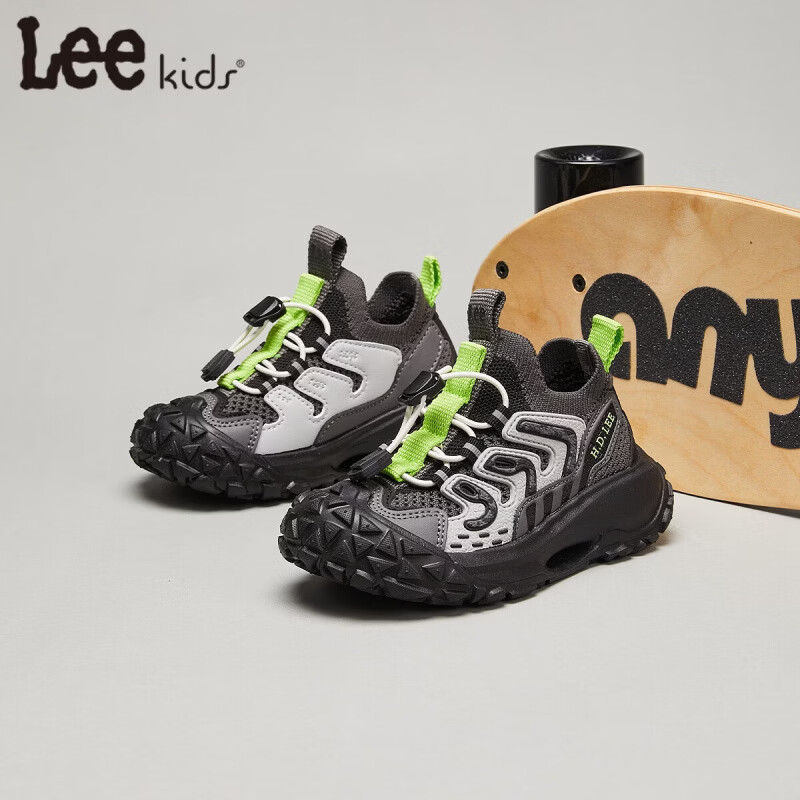 Lee童鞋春夏季新款儿童运动鞋椰子鞋男童休闲跑步鞋女大童 黑色 36 【建议脚长223-228mm】