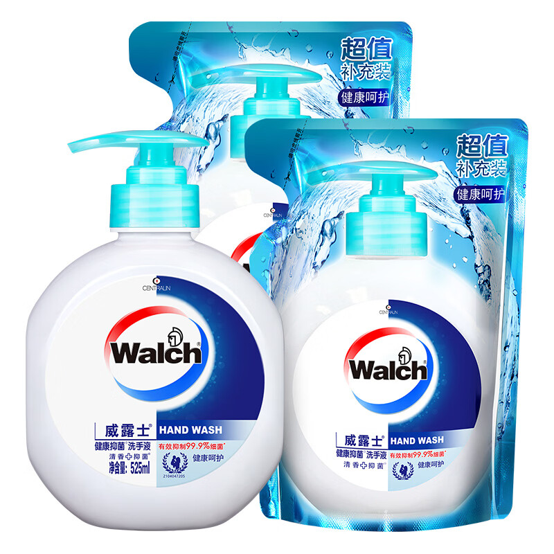 威露士健康抑菌洗手液健康呵护 3件套（525ml*1瓶+525ml*2袋）