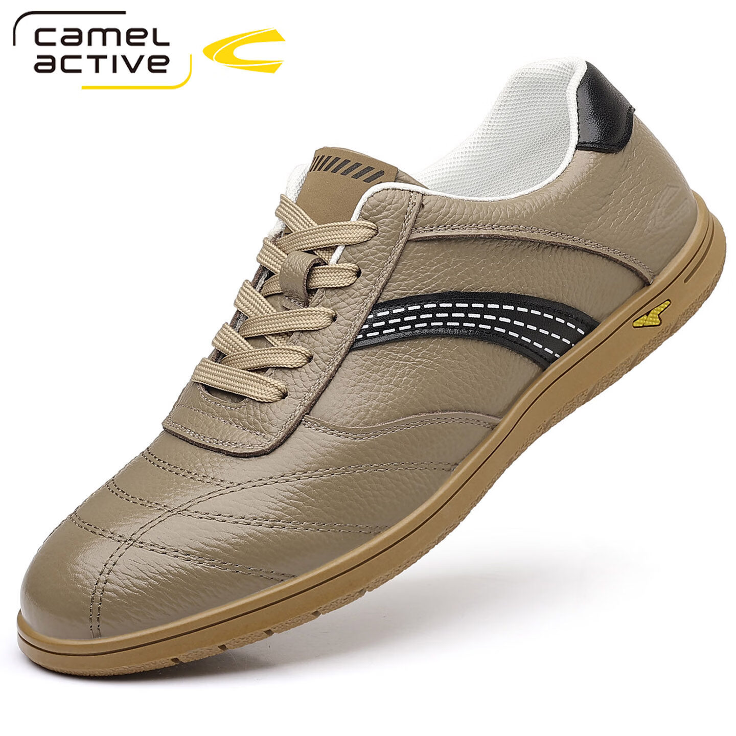 骆驼动感(camel active)男士休闲鞋2026春夏透气舒适德训鞋真皮时尚百搭小白鞋男软底轻便 白色 40 (250mm)