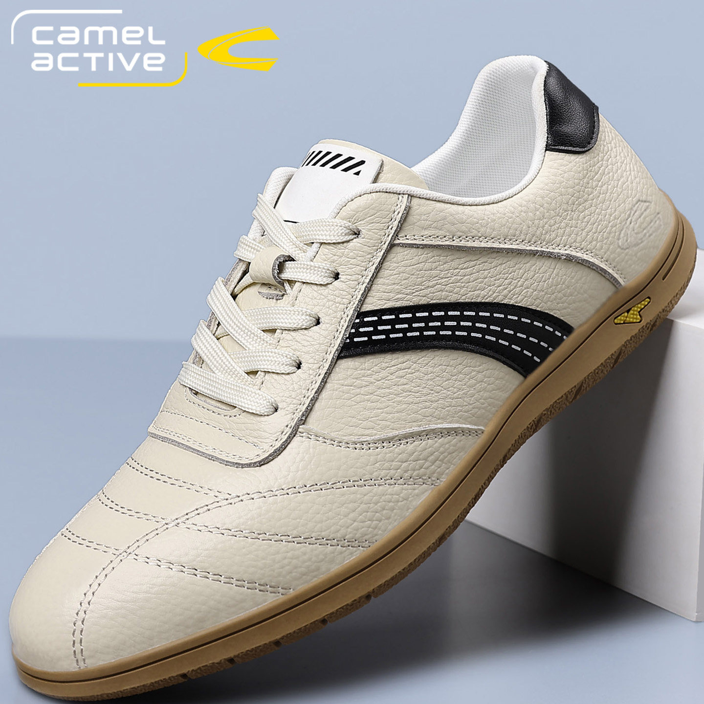 骆驼动感(camel active)男士休闲鞋2026春夏透气舒适德训鞋真皮时尚百搭小白鞋男软底轻便 白色 40 (250mm)