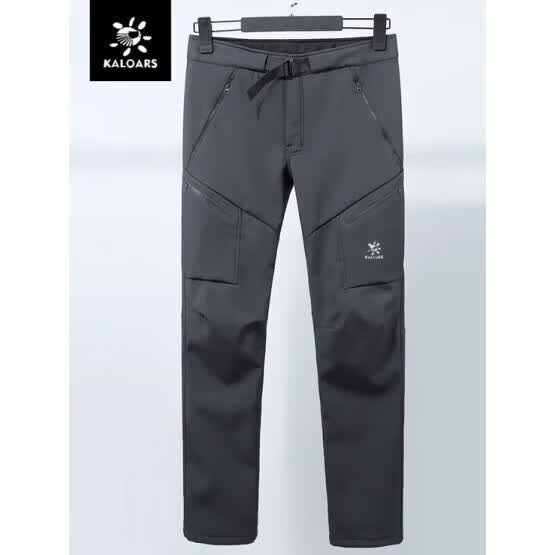 凯乐石薄荷男女情侣款冲锋裤防泼水速干裤加绒加厚秋冬季软壳登山裤休闲裤男 2528-灰色  加绒 S 100斤左右