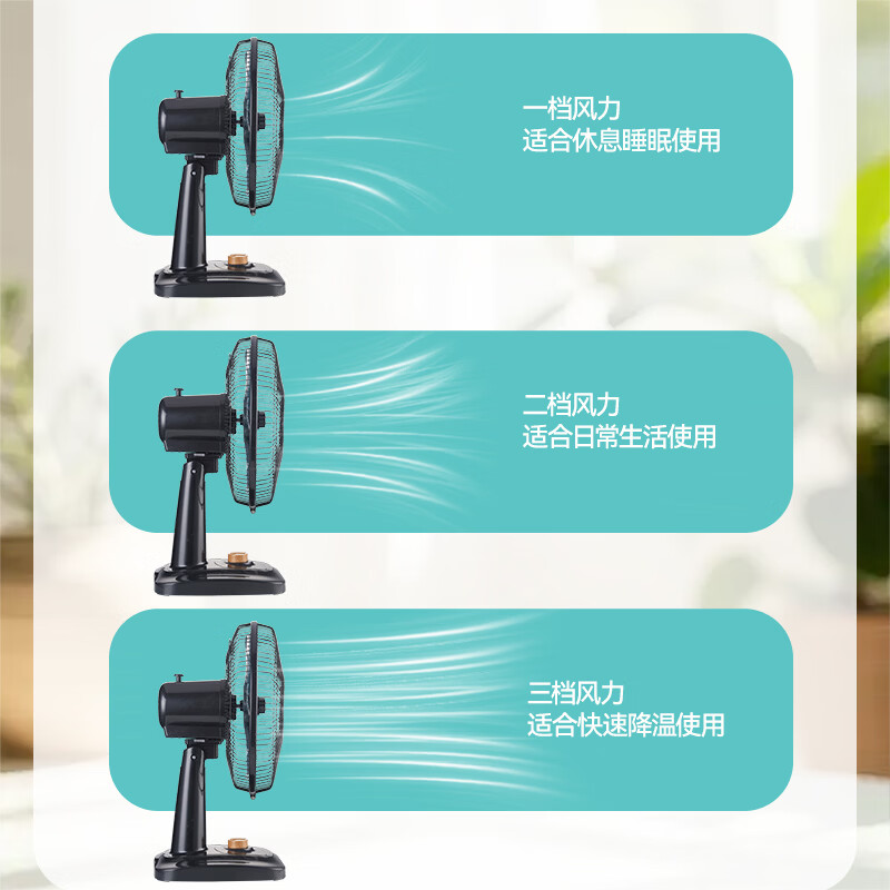 长城台式电风扇家用台扇风扇宿舍卧室台风扇客厅办公室节能省电摇头电扇学生床上 14英寸七叶（性价比）三档 FT·30货号12