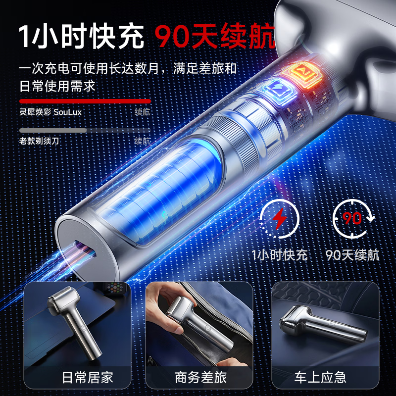 SOULUX【极速剃净丨不留黑点】电动剃须刀往复式最新2025款小锤子刮胡刀2026热卖第一全身水洗便携剔男士 【锖色】深层剃净丨超长续航丨全身水洗 热销百万丨干湿两剃丨极速剃须丨不留黑点