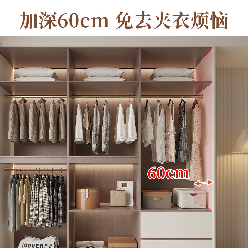 溥畔衣柜卧室定制级环保欧松板现代简约分段大衣橱 [2.4x2.4m]六门衣柜+ENF级包送装+可定 整装