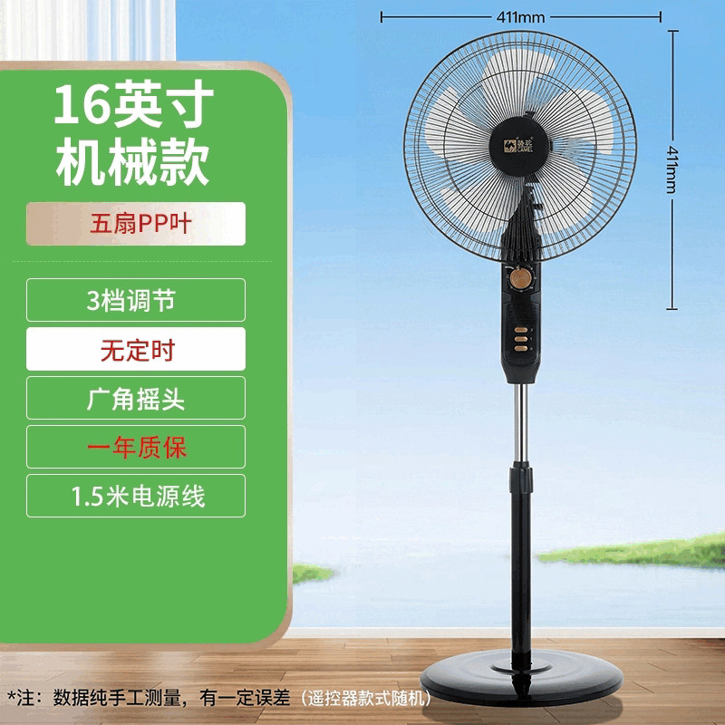 骆驼（CAMEL）电风扇落地扇家用强力风扇宿舍省电小型电扇遥控摇头音静新款 玄光黑16英寸基础款无定时