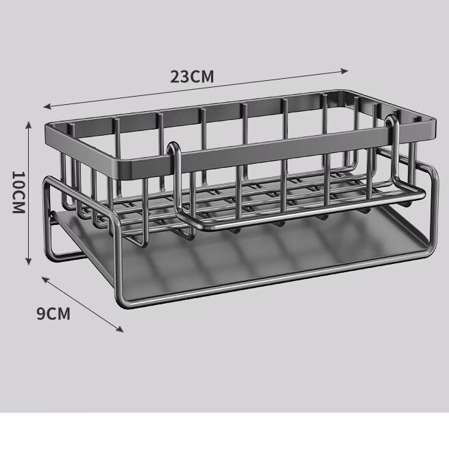 洋臣新款厨房置物架水槽收纳架多功能碗筷碗盘沥水架台面收纳水抹布架 海绵沥水架带杆款1个【颜色随机发】