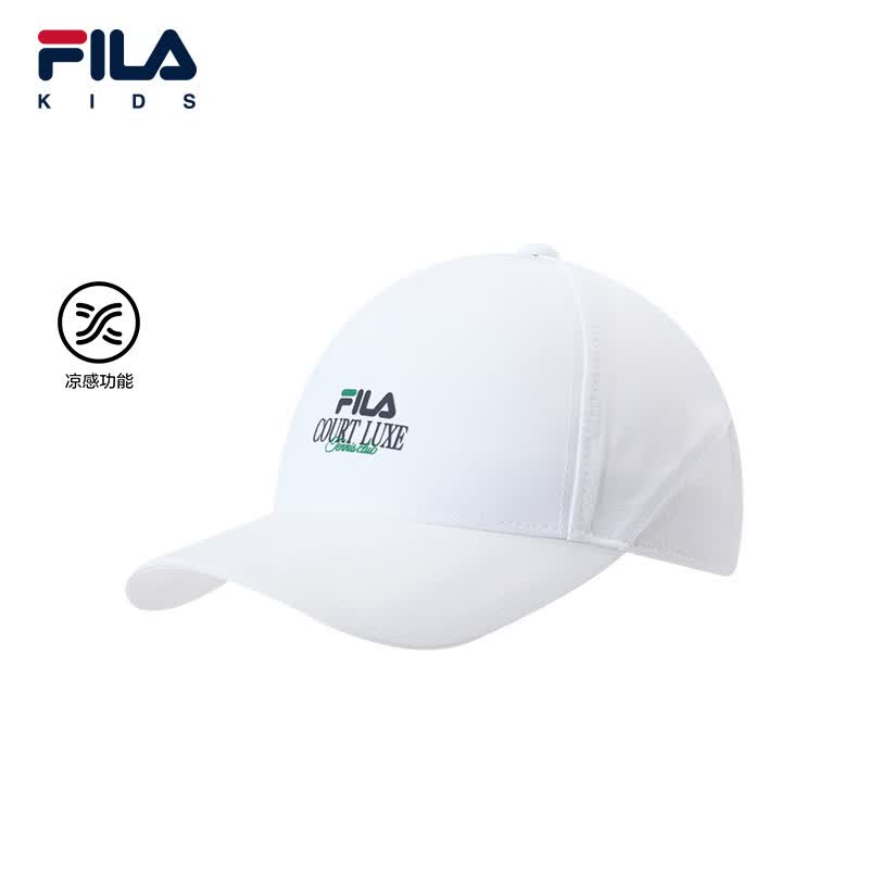 FILA【凉感功能】斐乐儿童帽类2026年夏季新款中性小童透气棒球帽 玉石白-WT L