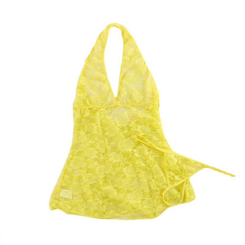 欧美蕾丝深V挂脖套装 酒红色 XXXL