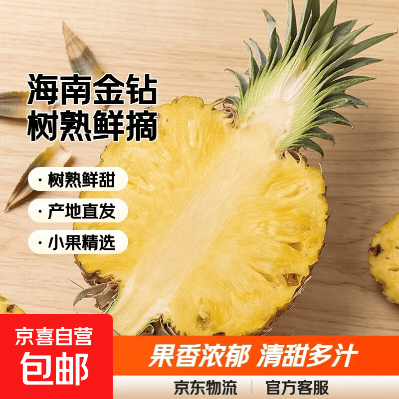 【金钻凤梨】海南正宗树熟金钻凤梨特产新鲜现摘水果产地直发包邮 小果（单果0.8-1.3斤）：1粒