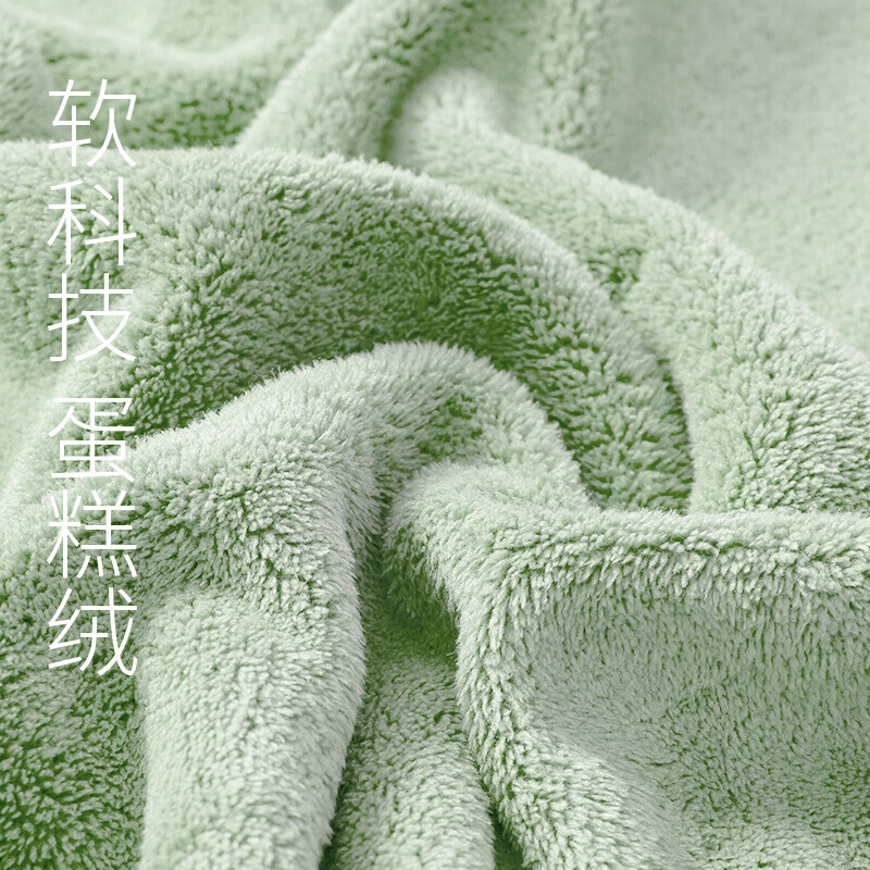 三利加大款毛巾浴巾2件套装A类男夏季速干吸水洗澡不掉毛大成人女绿色
