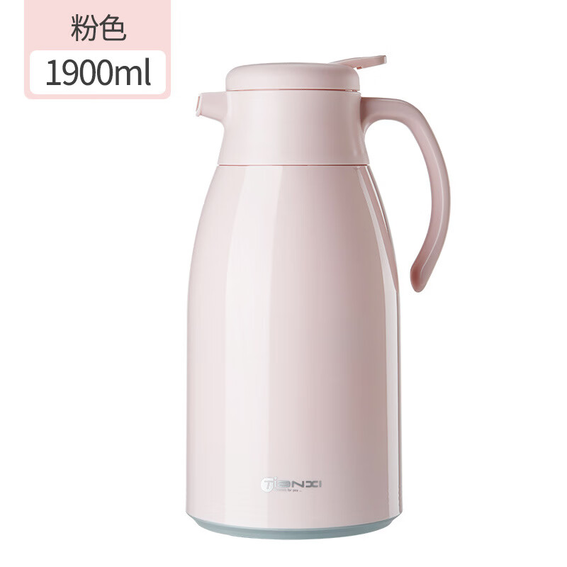 膳魔方日本进口品质创意ins网红清新大容量智能保温壶 北欧家用显温保温 粉色1900ml-普通 欧米保温壶玻璃内胆