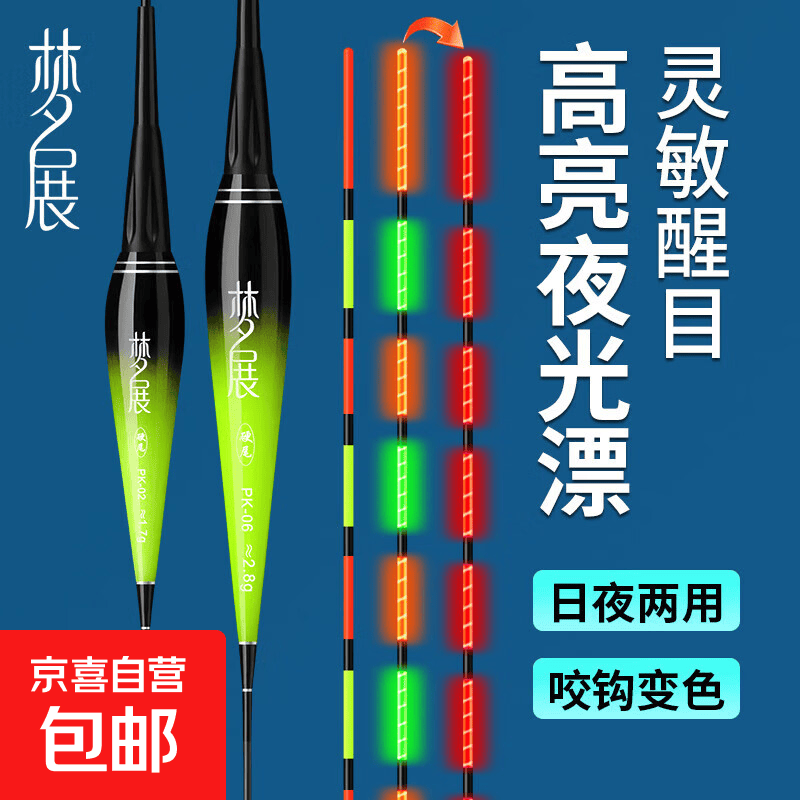 纳米鱼漂日夜两用钩变色电子漂夜光漂高灵敏水库池塘醒目钓鱼浮漂 2.0g-变色款日夜两用 咬钩变红【1支】+送一颗电池