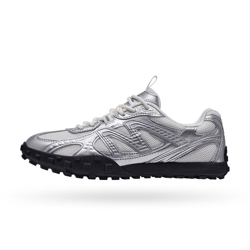 骆驼薄底鞋流光新款运动鞋女鞋防滑百搭休闲板鞋银色复古德训鞋 银/象牙白，女款，K25B097006. 35