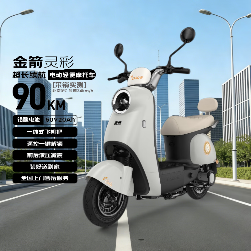 金箭电动摩托车 【人气爆款】灵彩60V20AH铅酸电池长续航800W大动力踏板女电动轻便摩托车电动车独角兽