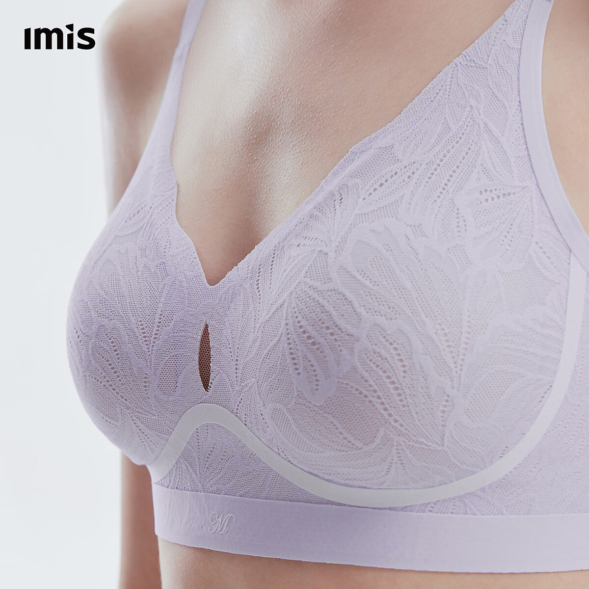 爱美丽【包上恩同款】夹心软支撑蝶翼提托透气薄隐孔杯文胸女IM17CHV2 冰紫LM0 2XL 175