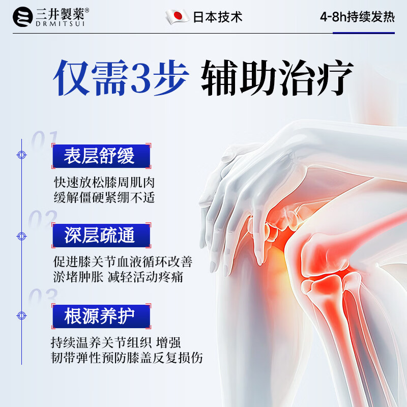 三井制药膝盖贴半月板损伤骨痛韧带髌骨关节炎肿胀腱鞘炎远红外骨痛贴 3盒装【买3送2】-95%客户选择