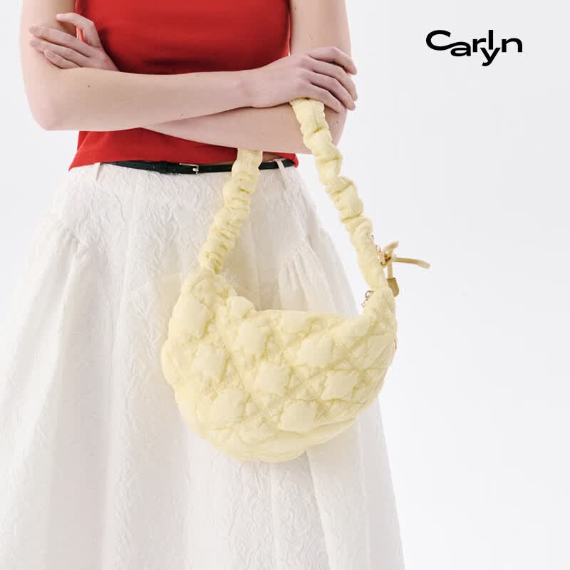 CARLYN【虞书欣同款】COZY M中号韩国轻奢饺子马鞍包单肩包斜挎手提包 乳白色I 48小时发货