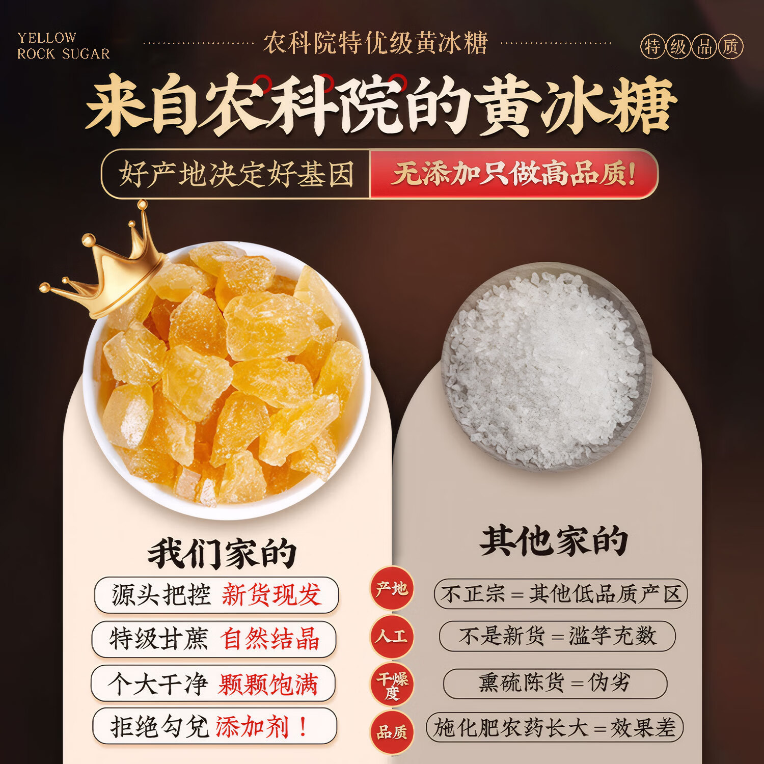 优卓冰糖黄冰糖0添加纯甘蔗正宗云南优品特级老黄纯天然冰糖块 【农科院特级黄冰糖】5A特级品质 500g*1罐