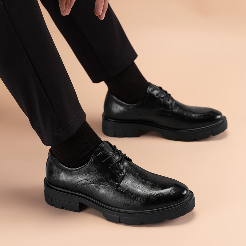 Walker Shop品牌皮鞋男款内增高男士皮鞋2026商务高端休闲真皮英伦正装鞋子男 黑色【隐形内增高8cm】 38 Walker Shop品牌皮鞋男款内增高男士皮鞋2026商务高端休闲真皮英伦正装鞋子男 黑色【隐形内增高8cm】 38