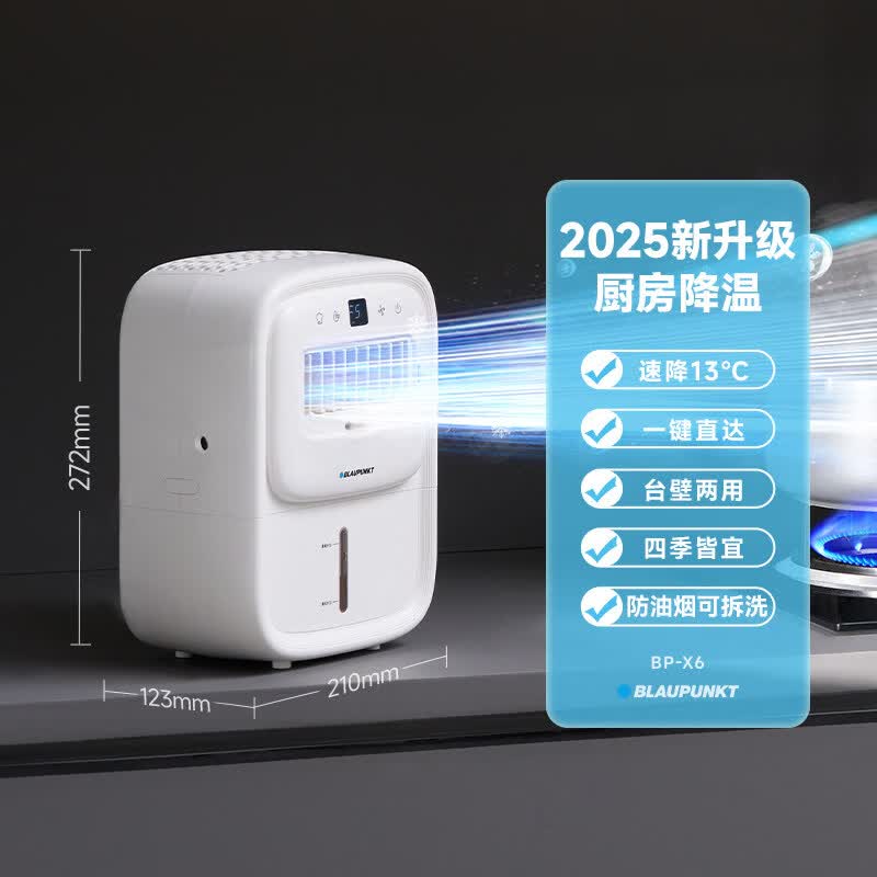 蓝宝(BLAUPUNKT)德国蓝宝第二代厨房冰雾扇家用小空调制冷电风扇壁挂新款冰厨宝 新升级第二代厨房冰雾扇 | X6