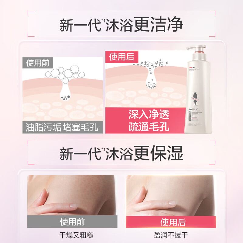 阿道夫洗发水沐浴露套装精油去屑洗发露控油蓬松洗头膏留香男女士旗舰店 净屑舒爽310ml+精油沐浴露310ml