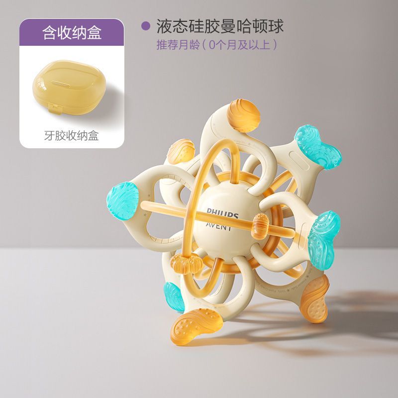 AVENT牙胶早教玩具曼哈顿手抓球婴儿防吃手小月龄磨牙安抚 皇家飞利浦新安怡手抓球【牙胶摇铃二合一】