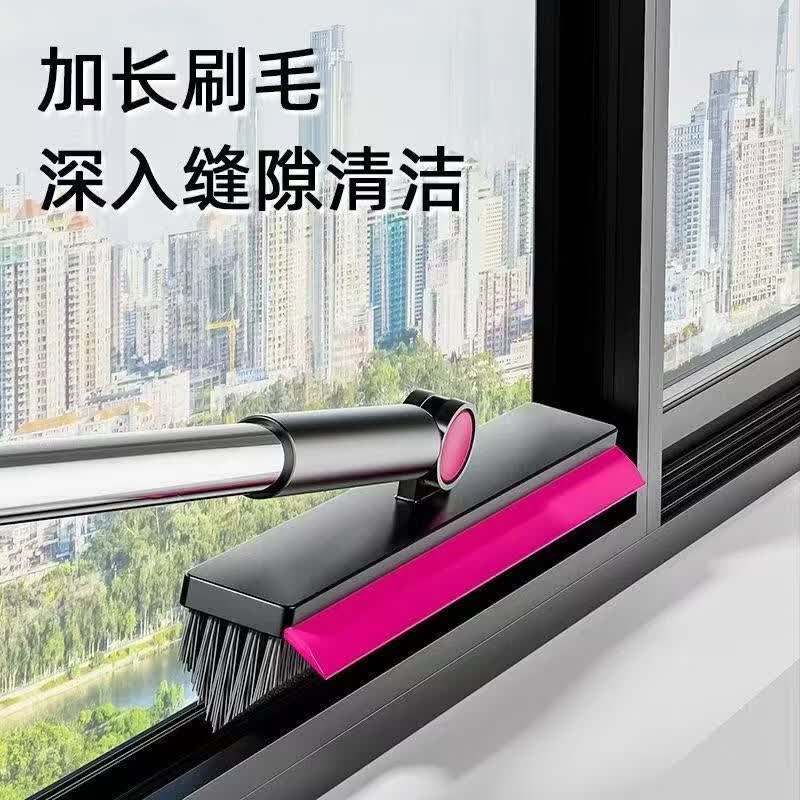 洋臣大V刷头缝隙清洁刷360°多功能卫生间地板瓷砖死角家用清洁神器 120cm加长杆1套【黑红白灰随机发货】