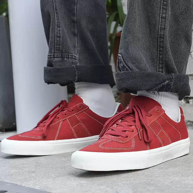 极路客新款美式复古德训鞋小白鞋德训男鞋女鞋板鞋耐磨专业滑板鞋 酒红色 42