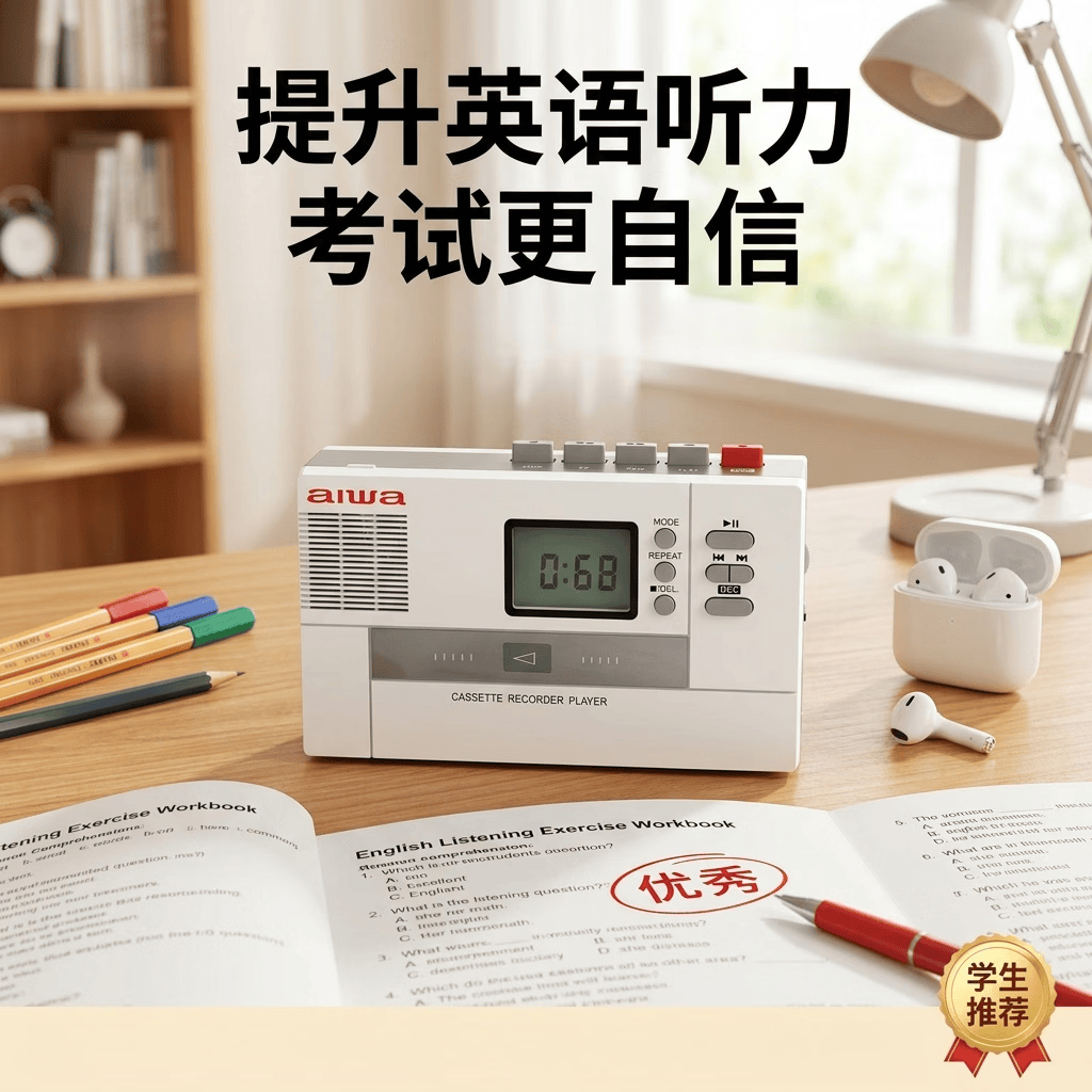 aiwa26新款爱华便携式磁带播放机英语学习机复古怀旧80年代卡带录音机蓝牙音箱U盘一体机可充电walkman 白色岁月版【蓝牙双通+磁带U盘互录+U盘播放】 标配+32G准备精选音乐优盘