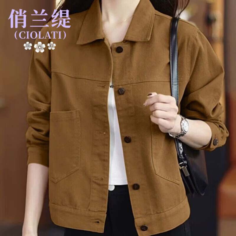 俏兰缇（CIOLATI）女士外套春季新款气质条纹黑色西装外套女显瘦百搭高级感穿搭女装 卡其色 2XL 建议125-135斤
