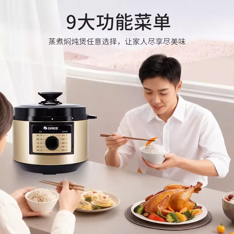 格力Gree/格力CY-40X66电压力锅压力煲4L多功能高压锅饭锅正品5-6人 5L  预约定时旋钮CYF-5002S