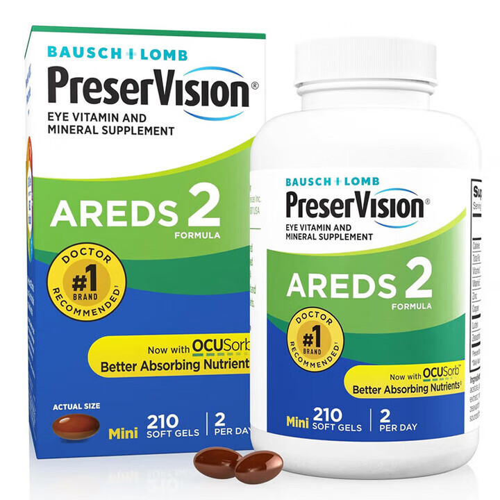 博士伦叶黄素PreserVision Areds2成人中老年人护眼叶黄素防黄斑变性 【美国进口】叶黄素 210粒*1瓶