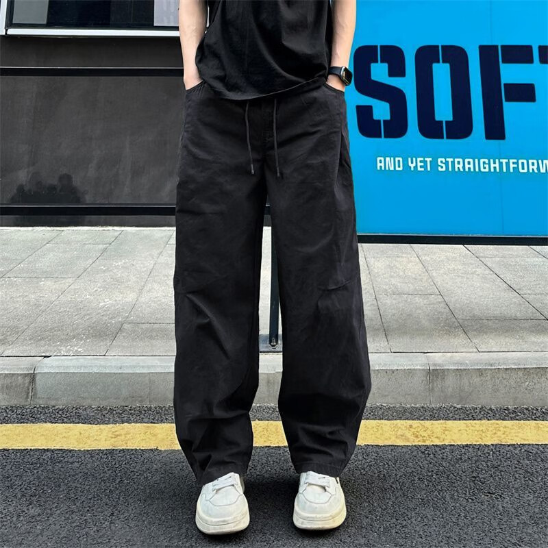 【轻奢百搭】休闲裤气质潮流原宿时尚百搭新款流行美式复古裤wwh 黑色 2XL 【160-180斤】