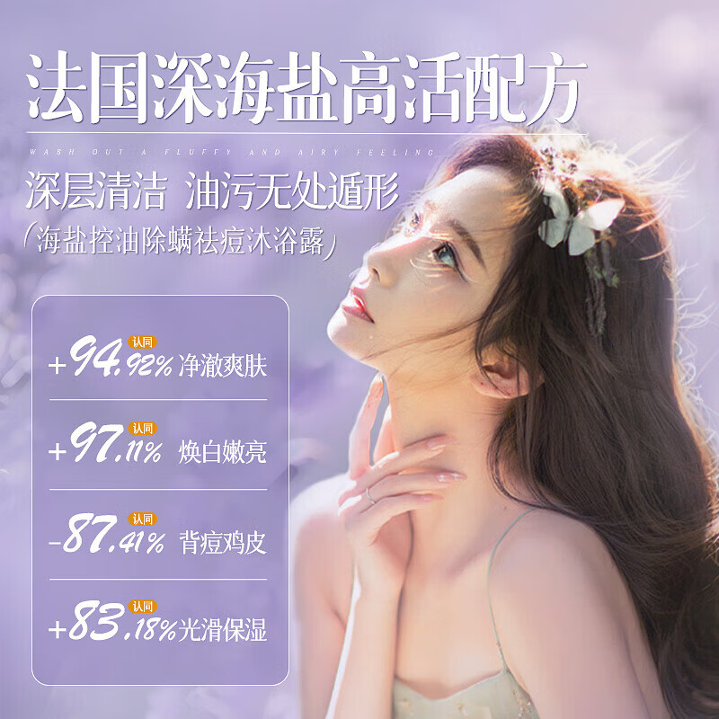 维特丝洗发水膏去屑止痒控油柔顺蓬松男女士留香72小时控油保湿沐浴露 紫色套装-洗发水+沐浴露（共1.6kg）