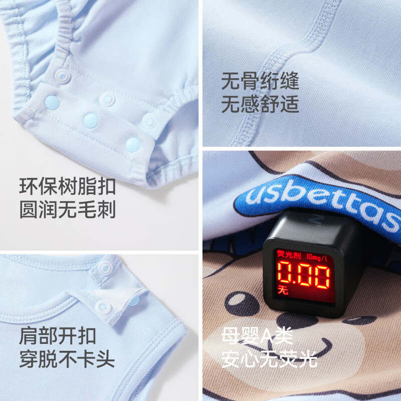 贝肽斯婴儿衣服夏季宝宝包屁衣无袖a类纯棉新生儿连体衣透气哈衣 网球小狗 80cm